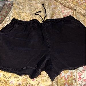 Black denim shorts